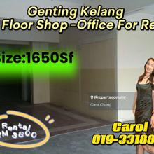 Setapak Jalan Genting Kelang 1st floor Shop-office for rent
