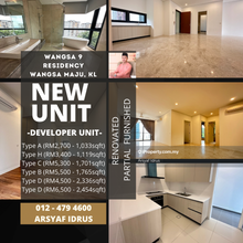 Brand New Unit. Developer Unit. Renovated Partly/Fully Furnished Unit.