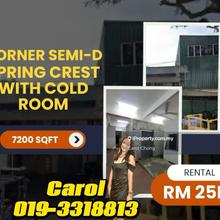 Corner Springcrest Batu Caves  Semi-D Factory with Cold Room 