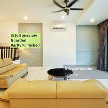 3 storey bungalow, part furnished, easy aacces, 3-4 carpark, guarded