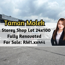 Taman Molek, 2 Storey Shop Lot 24x100, Fully Renovated, Intermediate