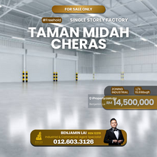 Single storey factory for sale, Taman Midah Cheras