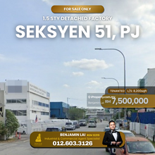 1.5sty Detached Factory for Sale, Seksyen 51 Petaling Jaya