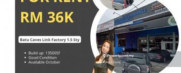 Good Condition Batu Caves 1.5 Sty joinning unit Link Factory For Rent  1