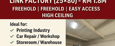 Power Buy Tago Link Factory 2,544sf Freehold rm1.8m 1
