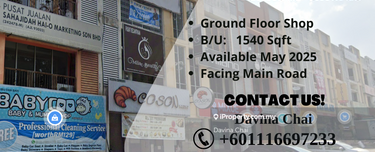 Ground Floor 3-Storey Shop Lot for Rent @ Bandar Mahkota Cheras 1
