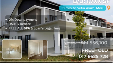 0% Downpmt, 2 Sty Terrace House 22x55, 10 min to Setia Alam, Freehold 1