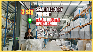 3 Storey Semi D Factory Balakong For Rent 1