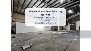 Kempas Utama Semi D Corner Factory, Land 17.5k  1