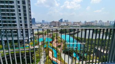 Unblocked view, balcony facing pool & lake, fully furnished 1