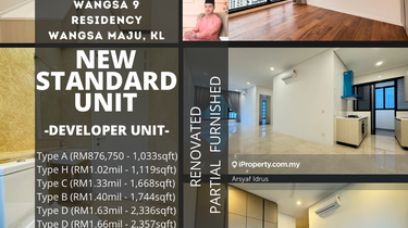 Brand New Standard Unit. Developer Unit. Fully Renovated & Furnished. 1