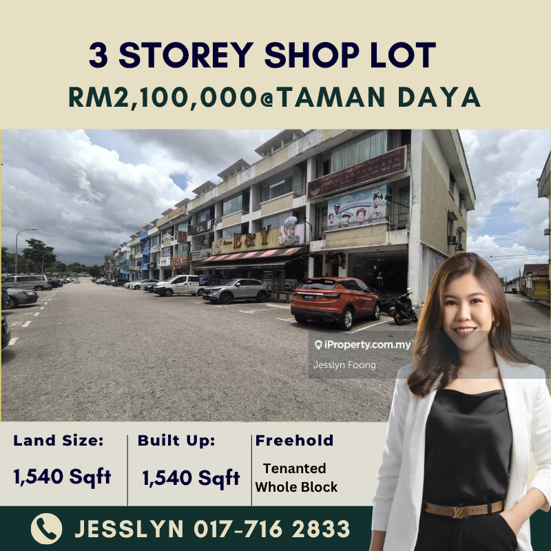 Jalan Pinang, Taman Daya 3 Storey Shop Lot For Sale