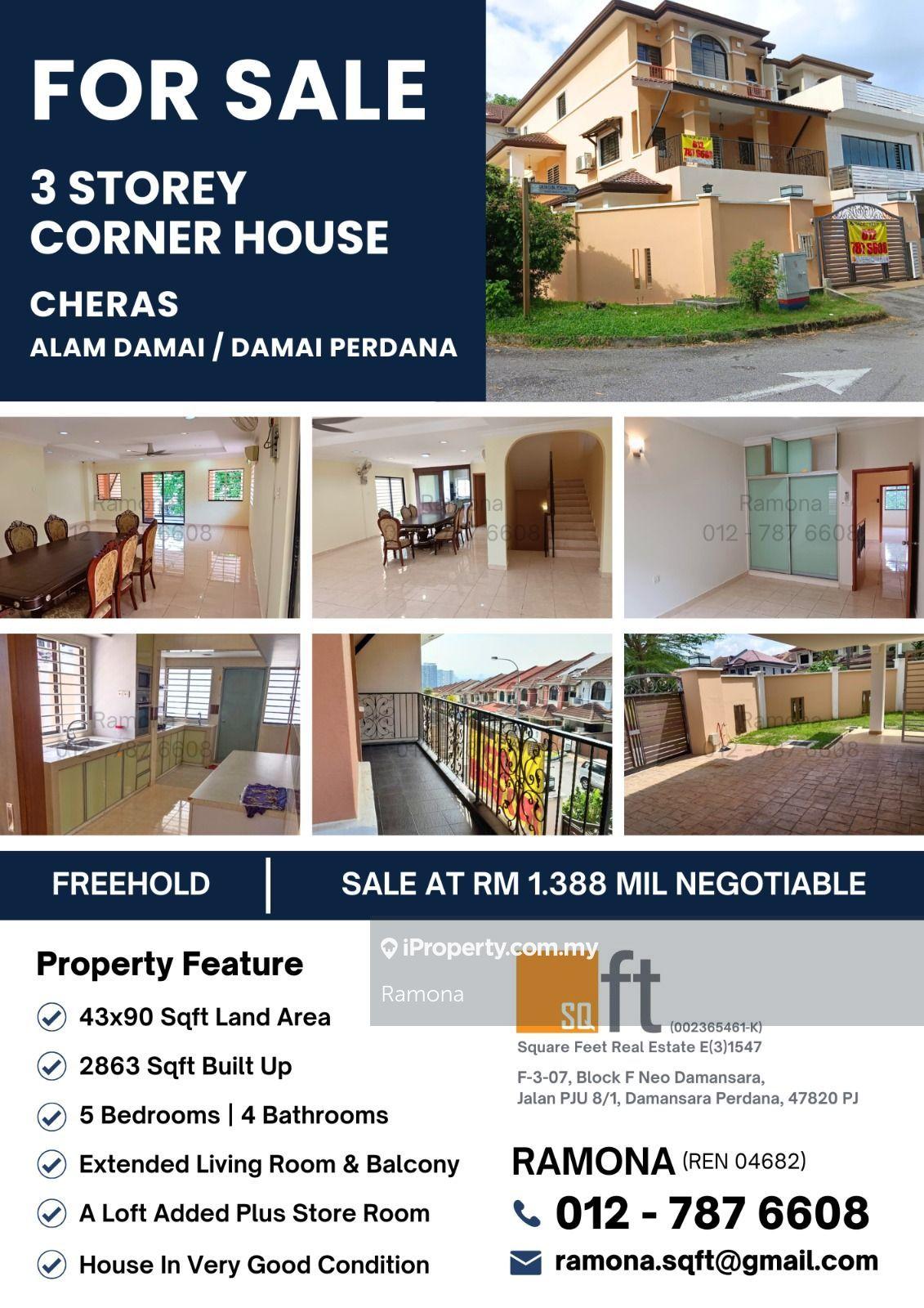 Cheras Alam Damai - Taman Damai Perdana 3 Storey Corner House