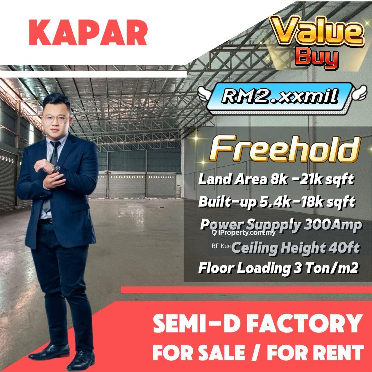 Value to buy , freehold semi D factory , complete very soon