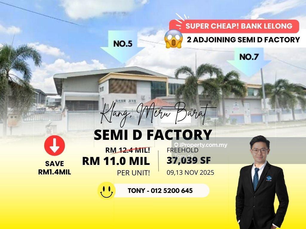 Earn Rm1.4mil! Bank Lelong 2 Storey Semi D Factory @ Meru Barat Klang