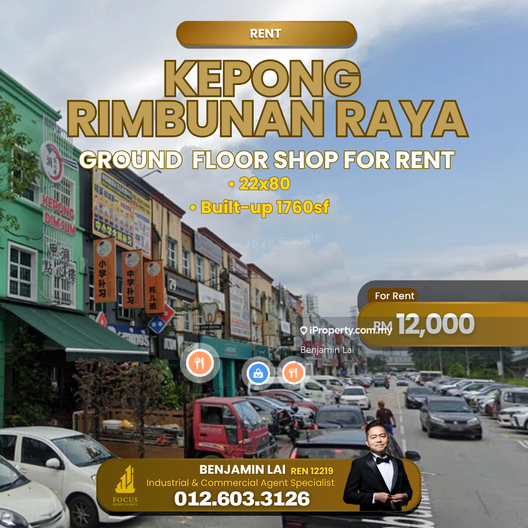 Kepong Rimbunan Raya Ground Floor Shop For Rent 