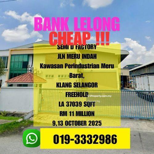 Bank Lelong Freehold Semi D Factory Meru Klang Selangor