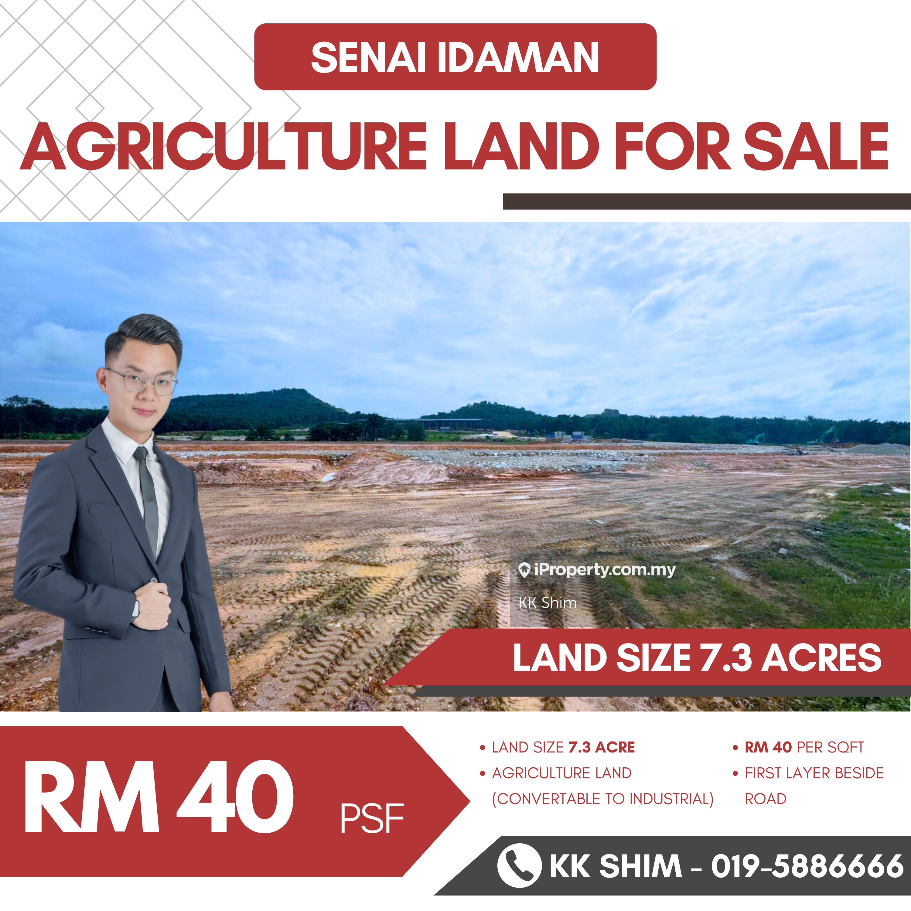 Senai Idaman 7.3 Acres Agriculture zoning Industrial Land for Sale