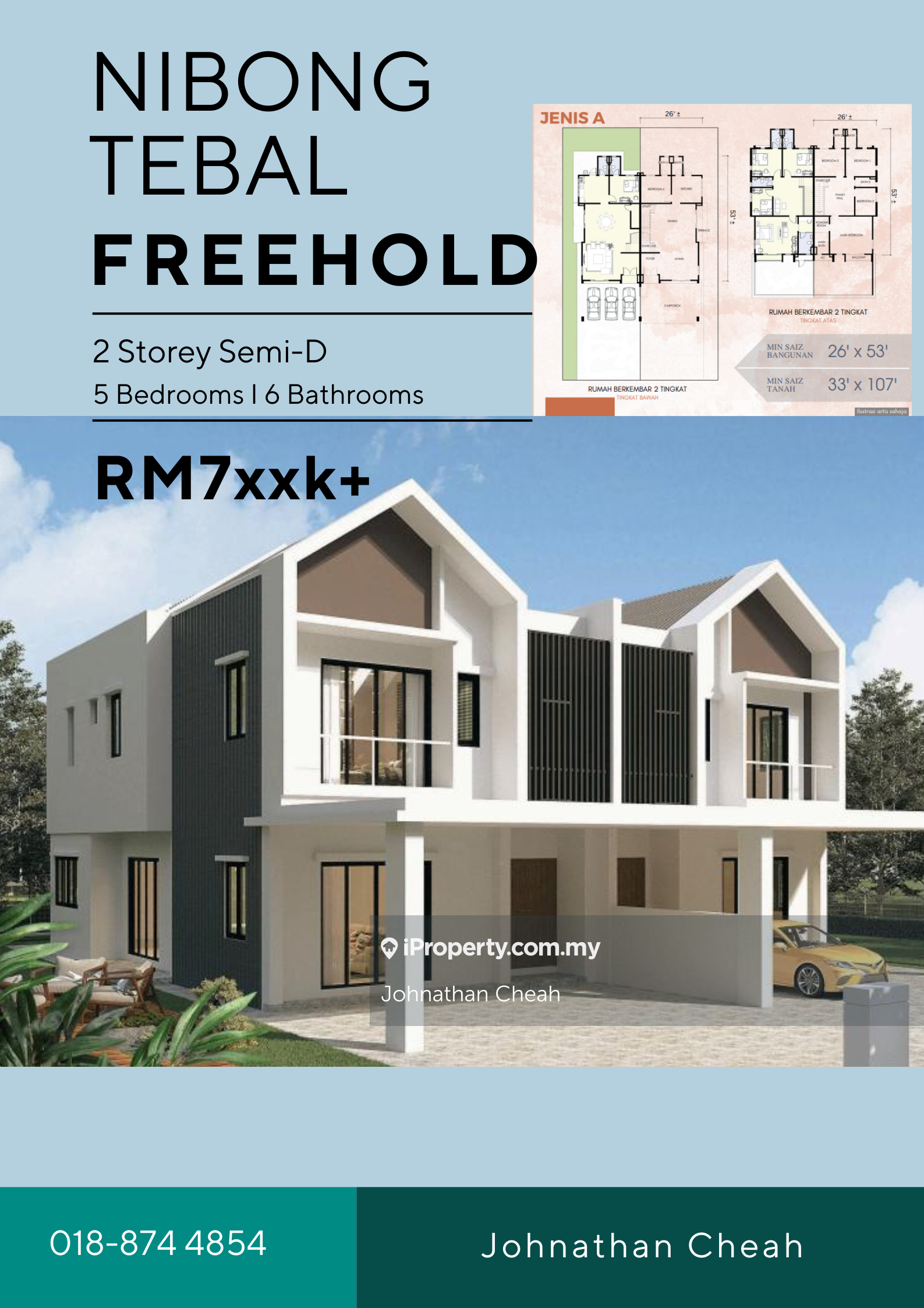 Freehold Double Storey Semi-D in Nibong Tebal, Penang
