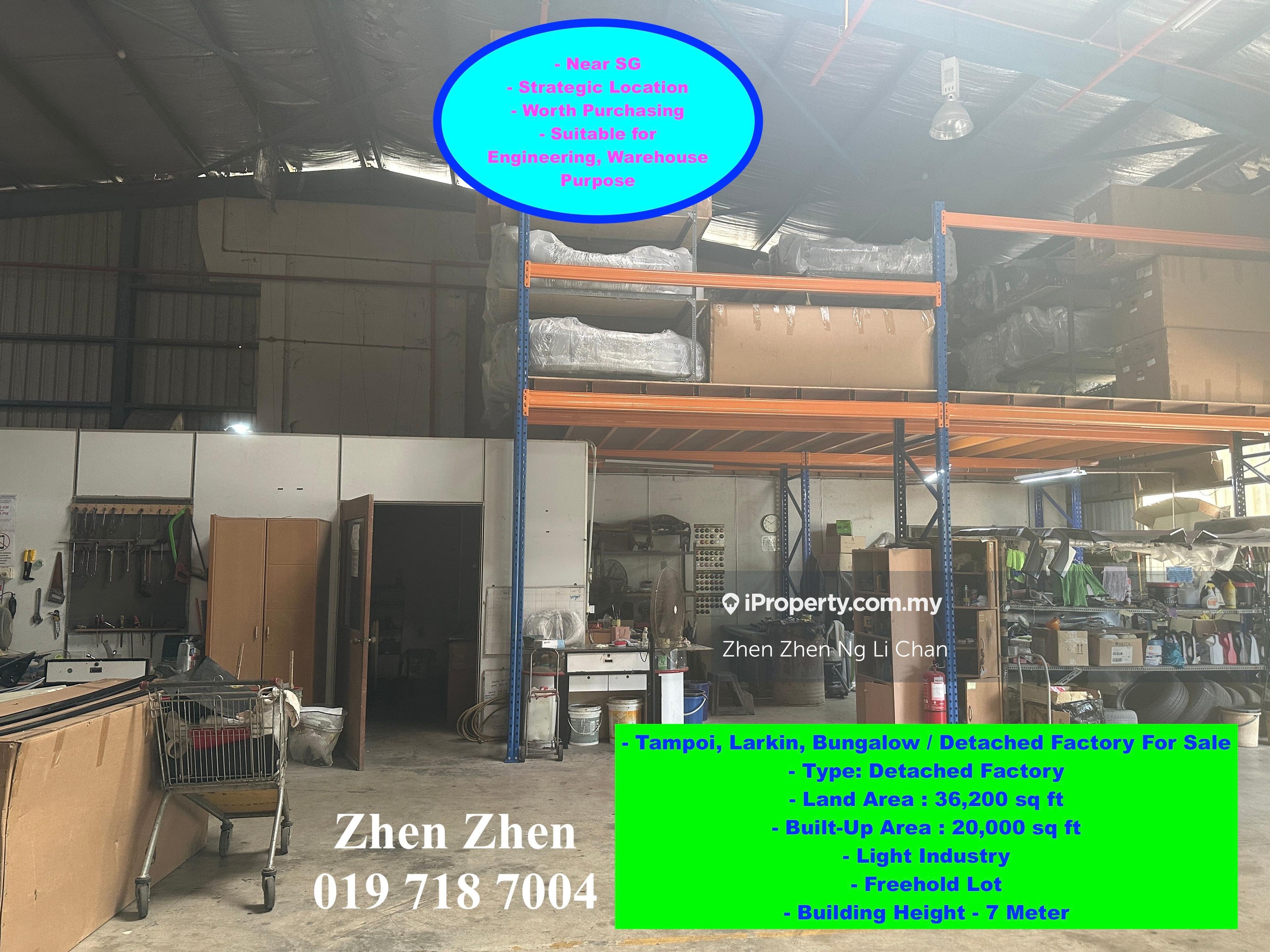 Tampoi, Larkin, Bungalow / Detached Factory For Sale, Freehold near Sg