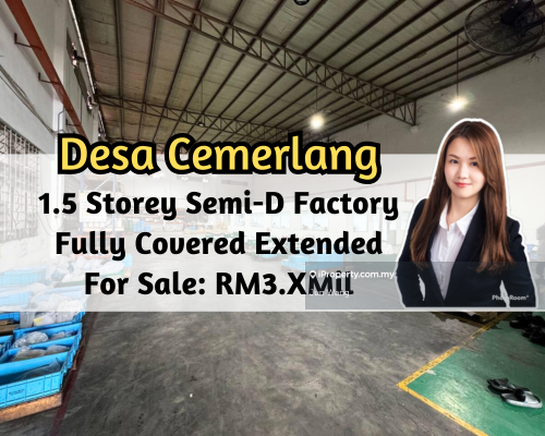 Desa Cemerlang, 1.5 Storey Semi D Factory 80x180, Fully Covered Extend