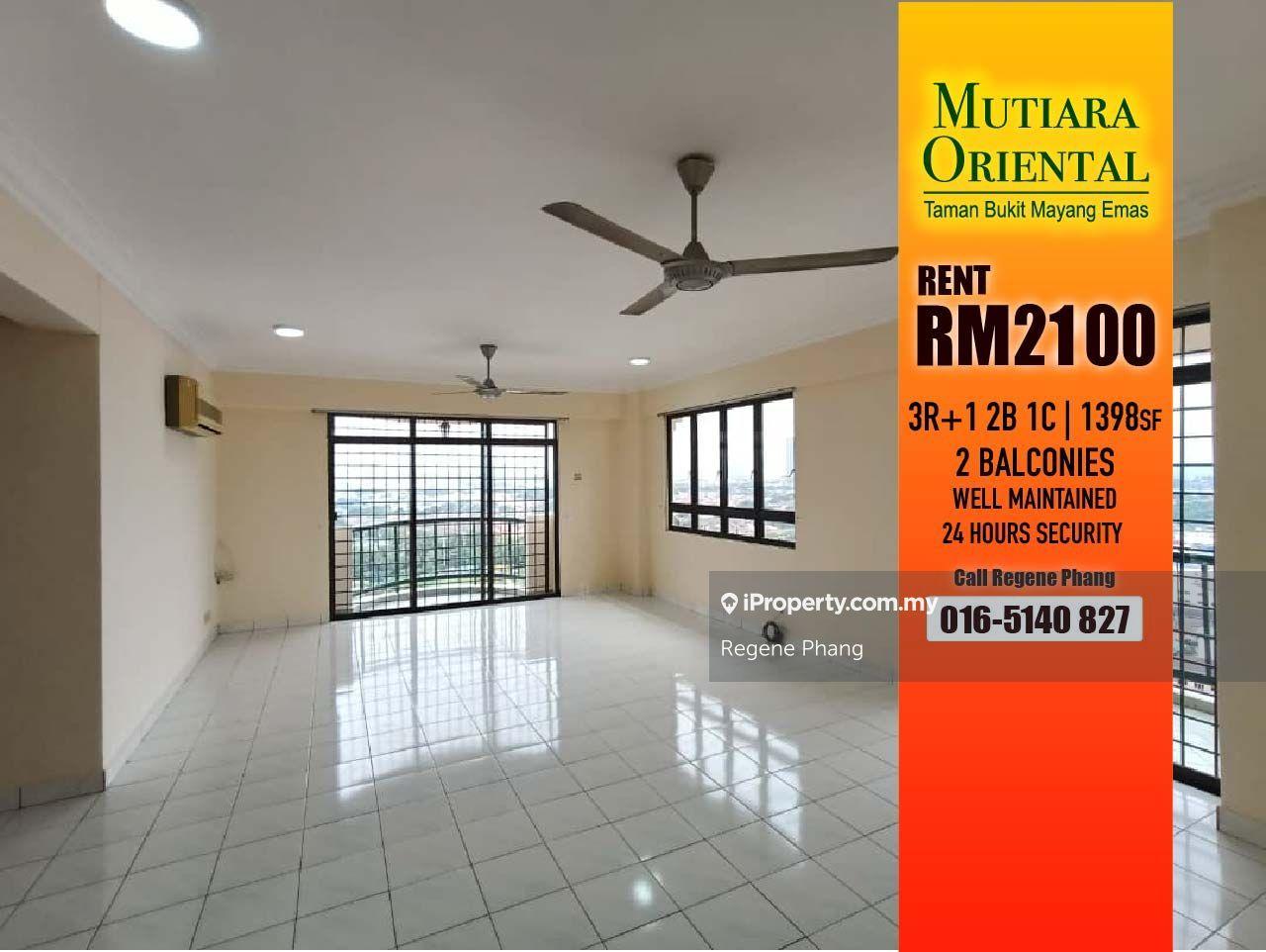 2 Balconies High Floor Mutiara Oriental, Taman Bukit Mayang Emas Rent