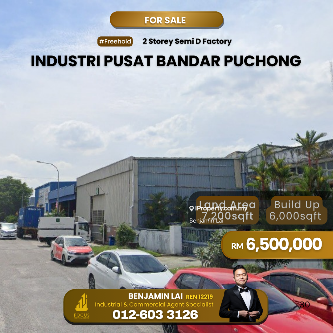 Taman Industri Pusat Bandar Puchong 2 Storey Semi D Factory For Sale
