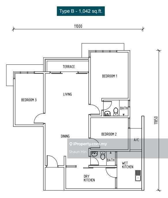 3 Bedroom 2 Bathroom, corner unit. Available now