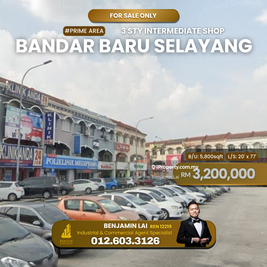 3sty Intermediate Shoplot for Sale, Bandar Baru Selayang