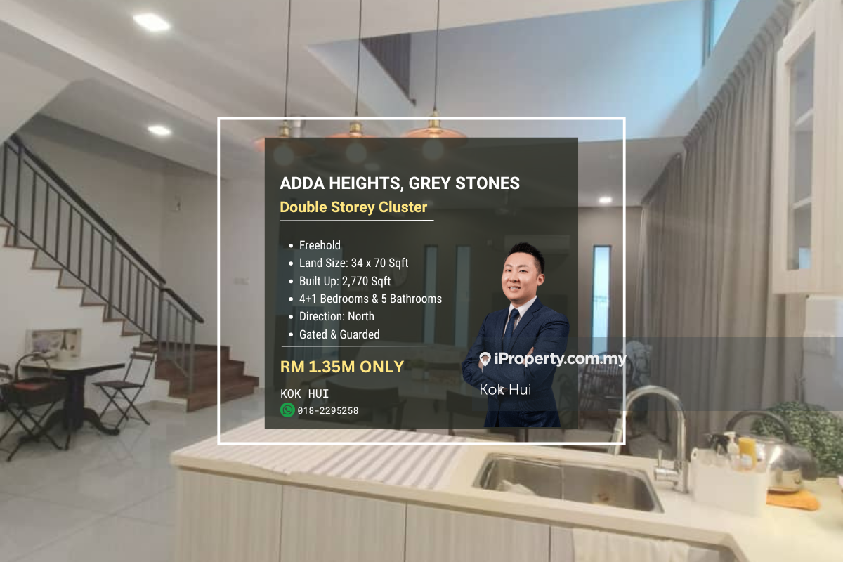 Adda Heights Grey Stones 2 Storey Cluster! Rm1.35m Only!