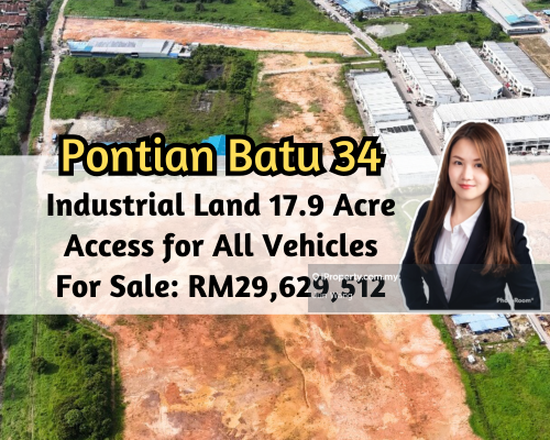 Pontian Batu 34 Industrial Land, 17.9 Acre, Access for All Vehicles