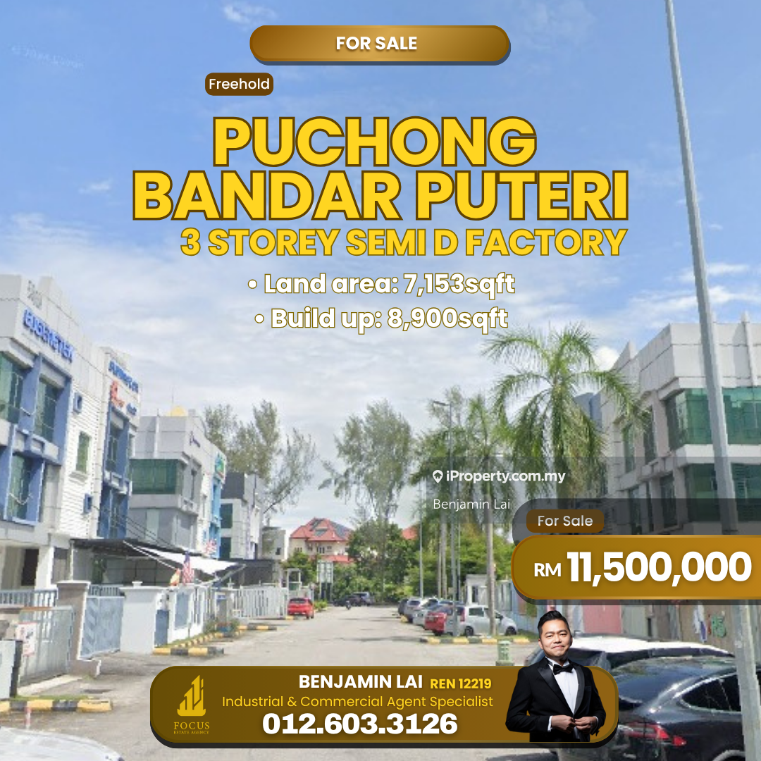 Puchong Bandar Puteri 3 Storey Semi D Factory For Sale