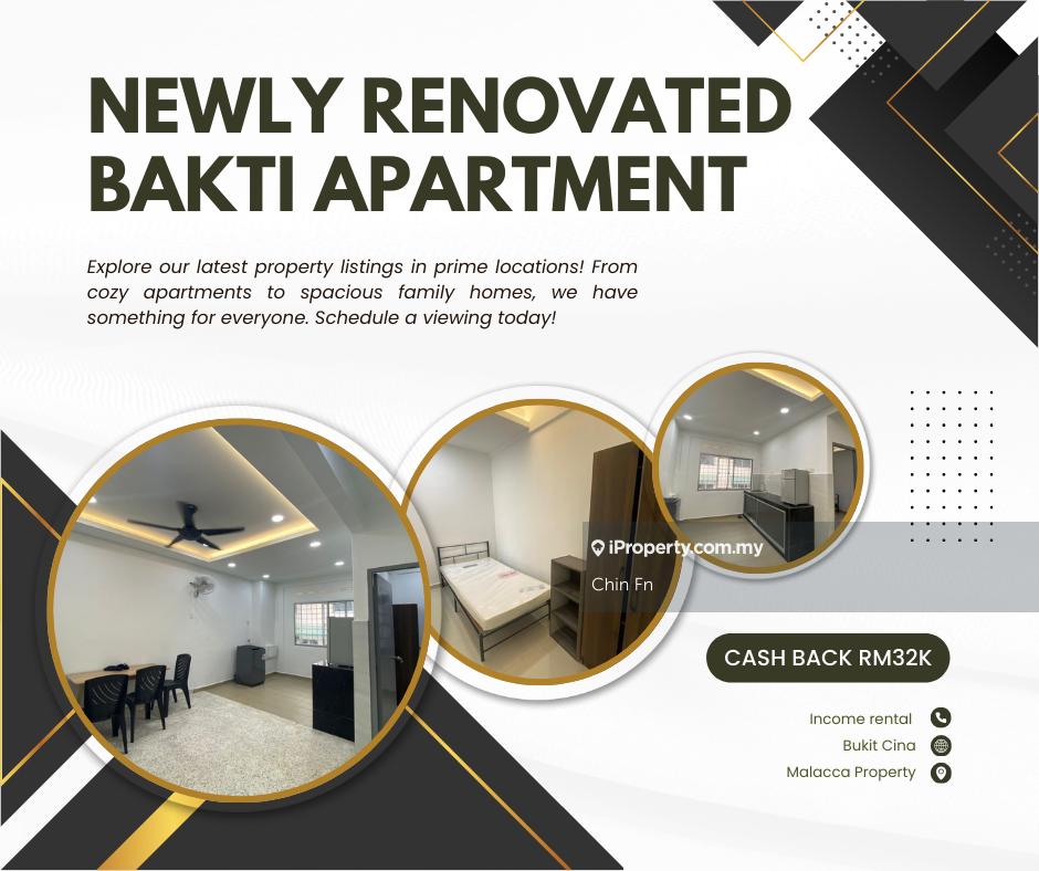 Below Value 20% ROI 8.4% Cash Back rm32k Rental rm900 Bakti Bukit Cina