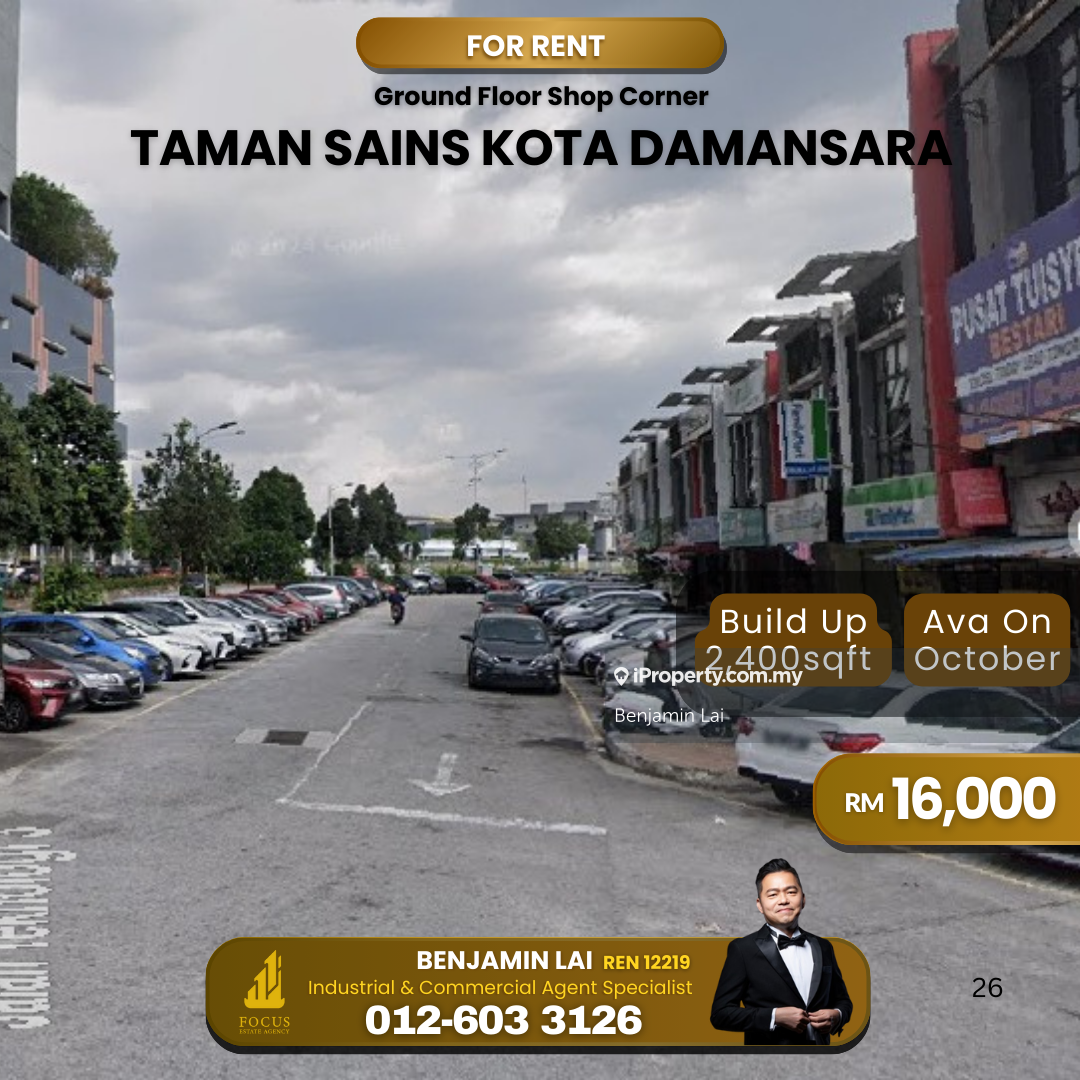 Taman Sains, Petaling Jaya Ground Floor Corner Shop Lot For Rent