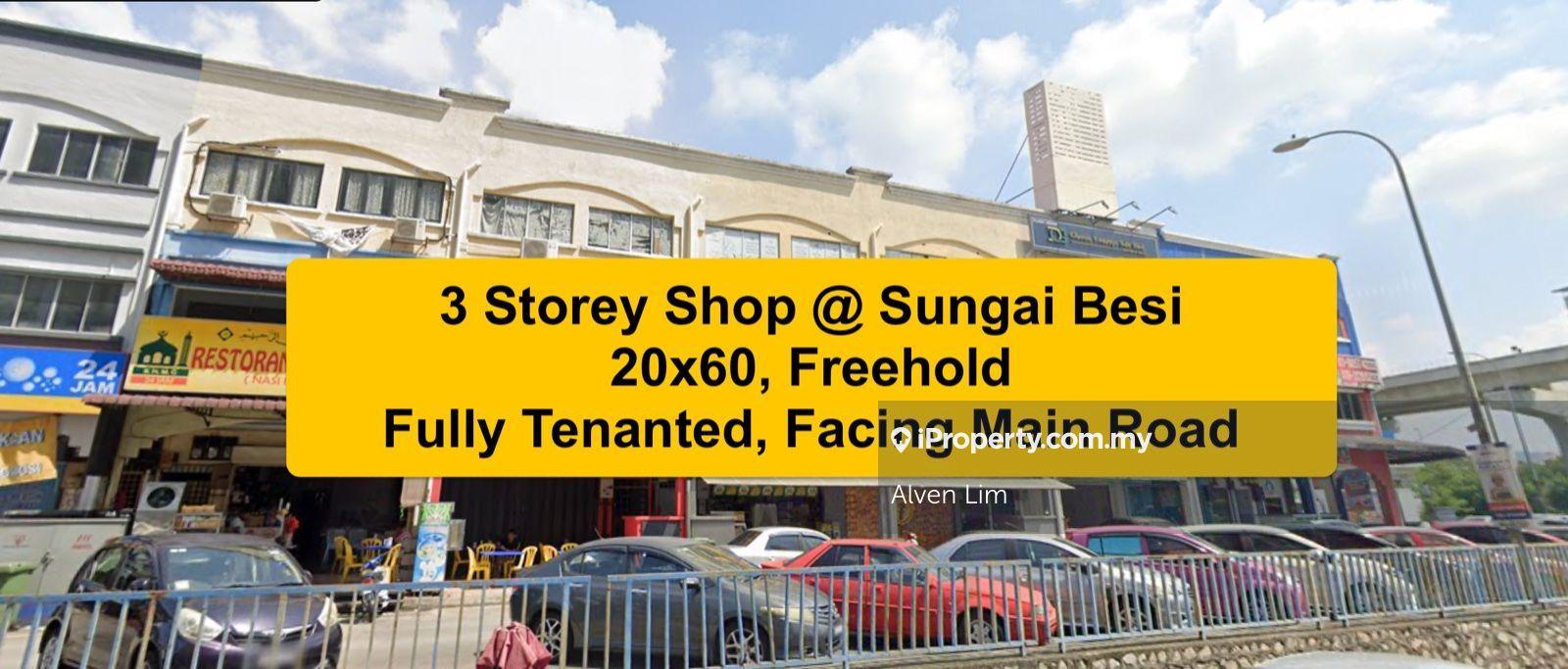 Sungai Besi, 3 Storey Shop, 20x60, Freehold, Fully Tenanted, ROI 4.4%