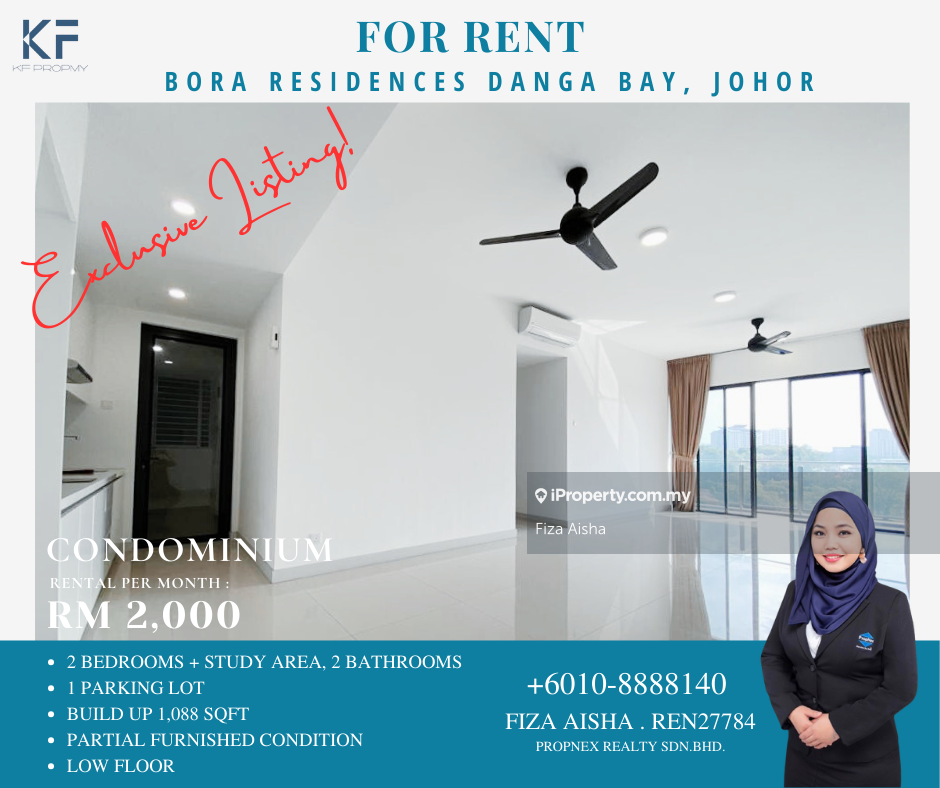 2 Bedrooms Facing JB Town Low Floor at Bora Residences Danga Bay