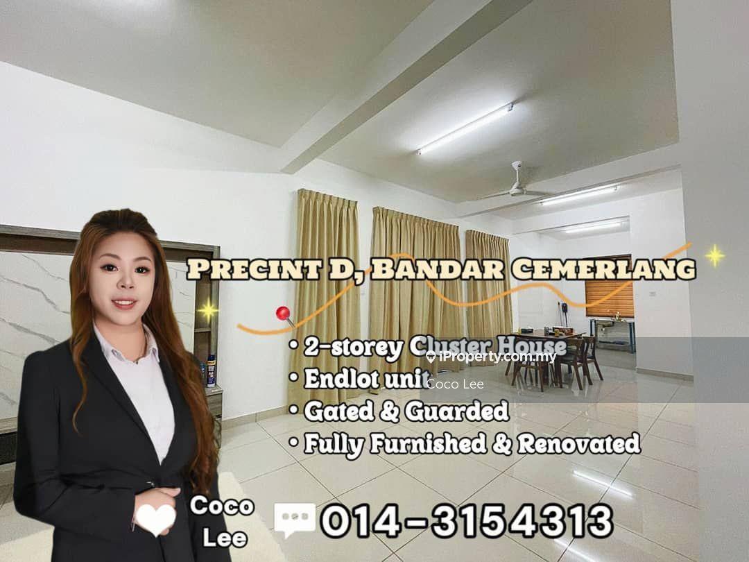 Bandar Cemerlang Precint D, Ulu Tiram @ End Lot 2-storey Cluster House