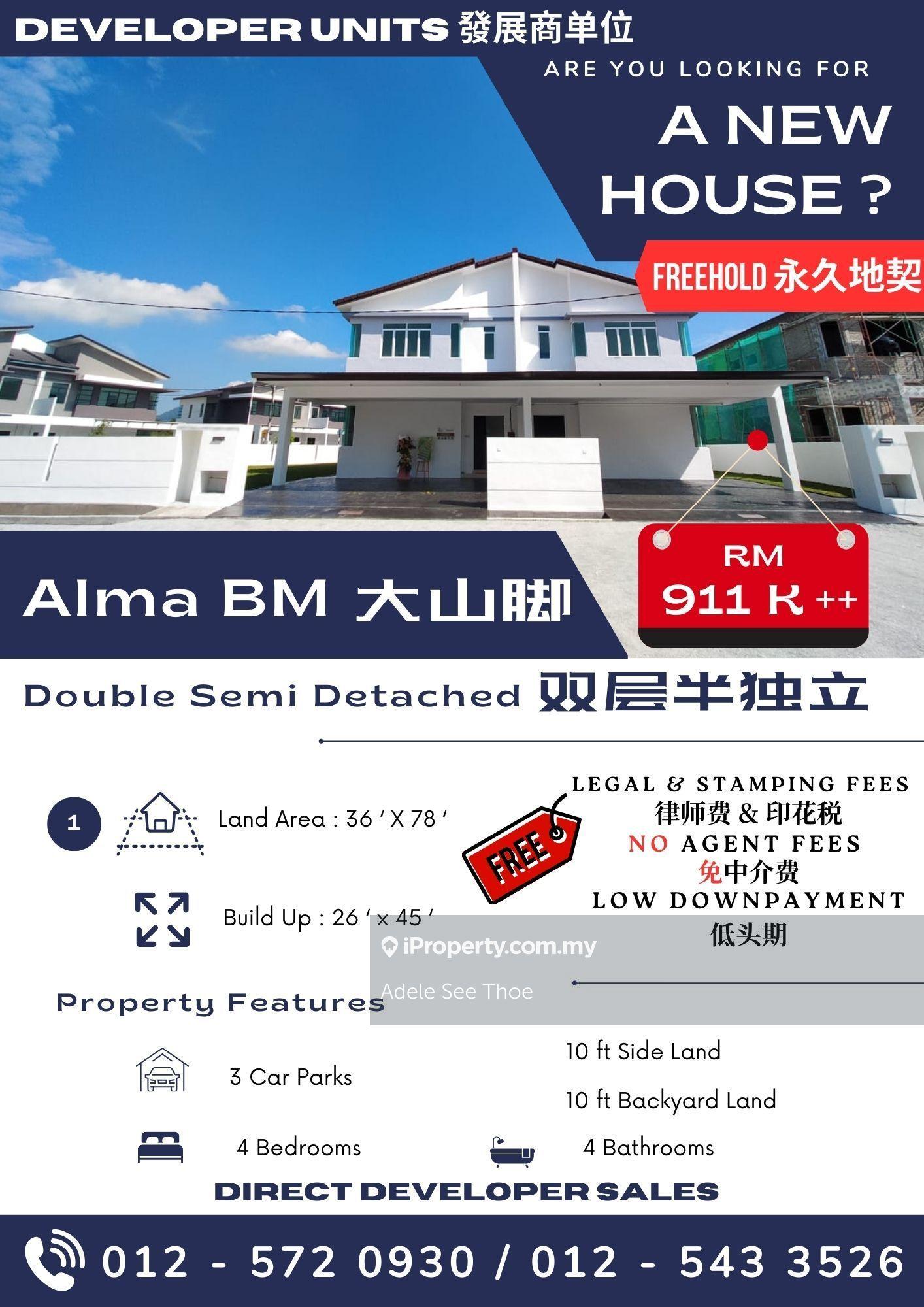 New Double Storey Semi Detached house for Sale at Alma Bukit Mertajam