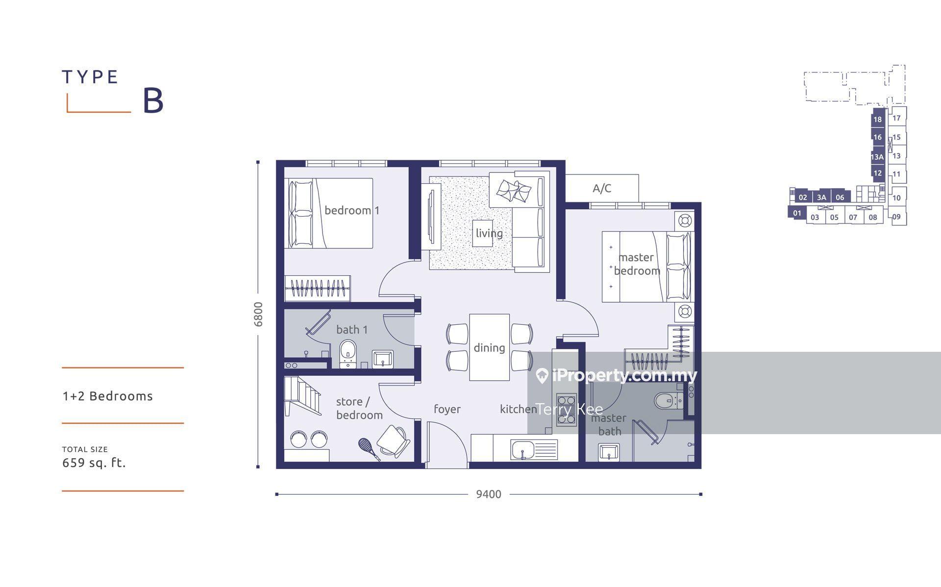 Developer unit for Sale ( Price can Nego) Type B 659sf