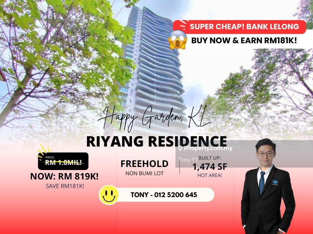 Earn Rm181k! Bank Lelong Riyang Residence Happy Garden Kuchai Lama KL