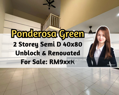 Ponderosa Green, 2 Storey Semi D 40x80, Unblock, Renovated Gated Guard