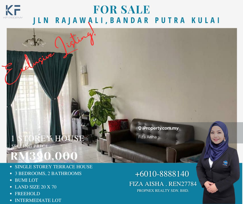 Single Storey Terrace for Sale , Bandar Putra Kulai Bumi Lot