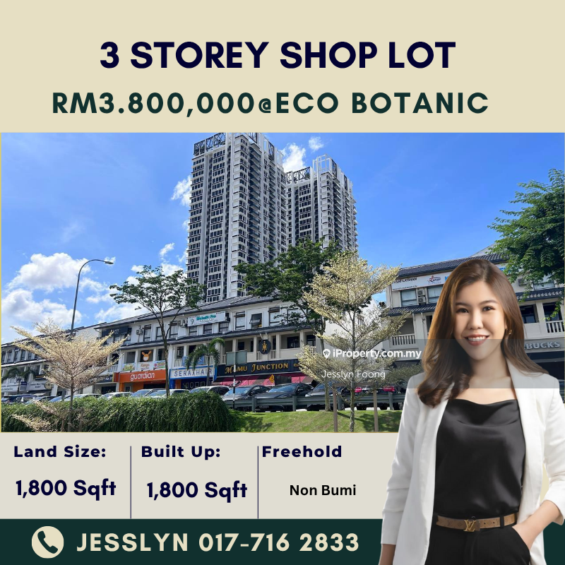 Eco Botanic, 3 Storey Shop Lot For Sale