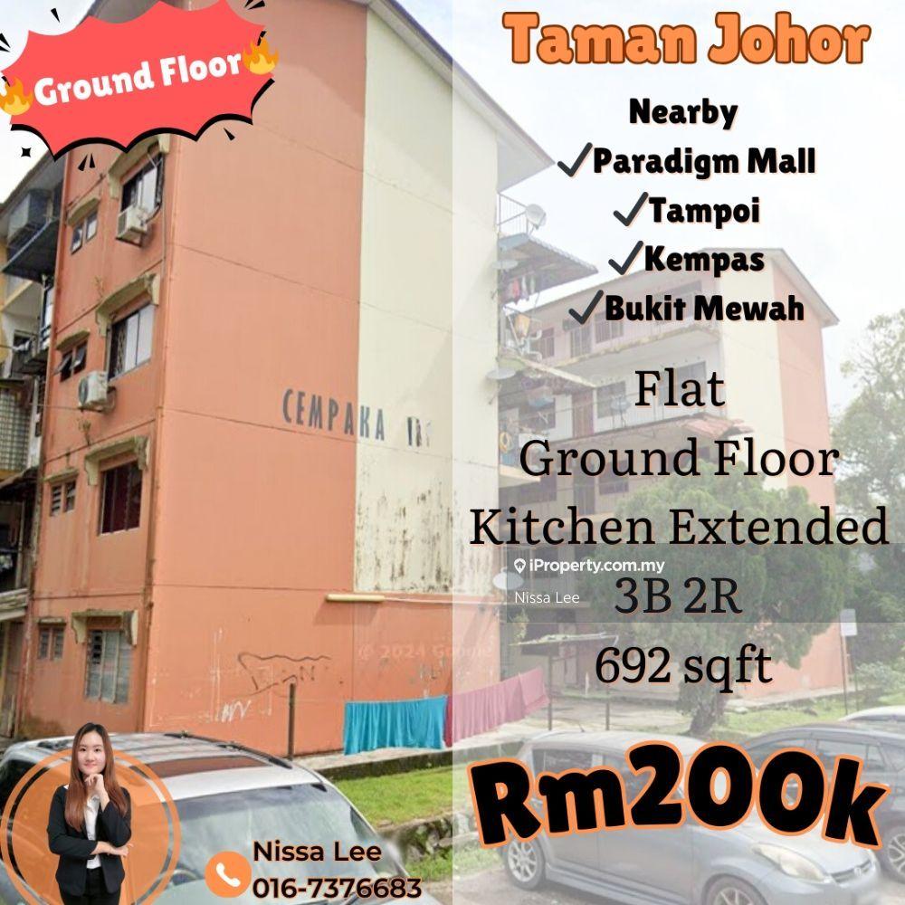 Flat Taman Cempaka Ground Floor Nearby Tampoi Renovated For Sale 
