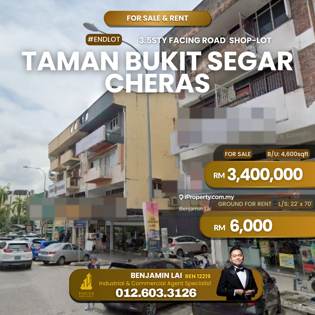 3.5sty Endlot Shoplot Taman Bukit Segar Cheras for Sale