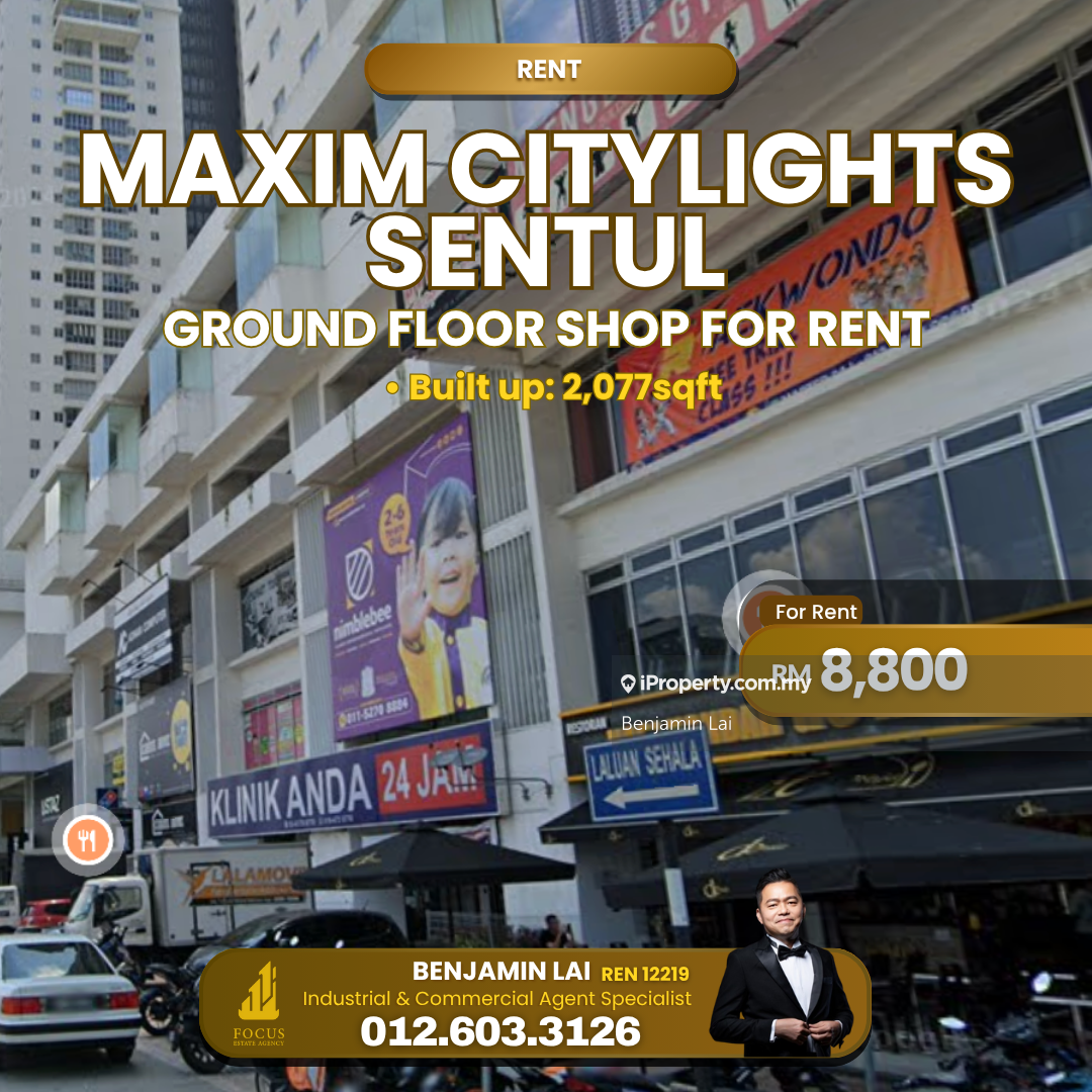 Maxim Citylights Sentul Ground Floor Shop For Rent  