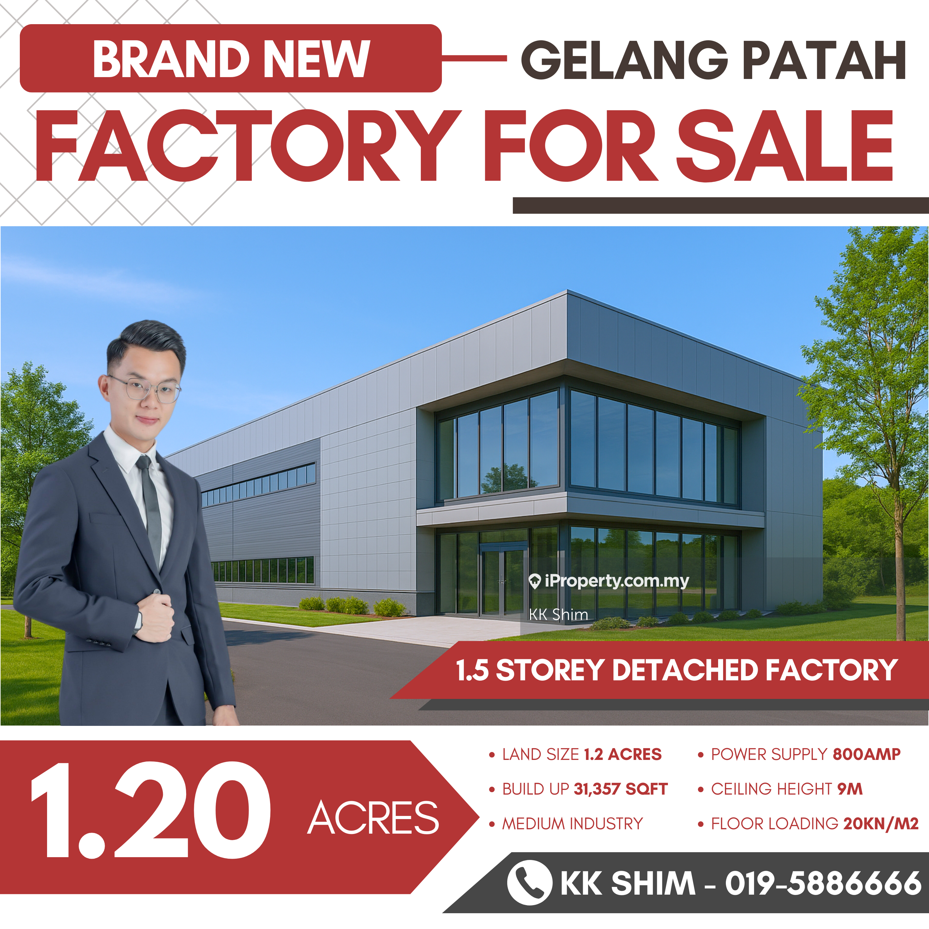 Brand New Gelang Patah 31,357sqft 1.5 Storey Detached Factory for Sale