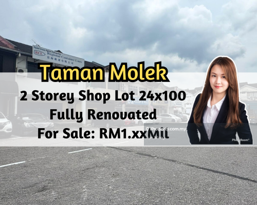 Taman Molek, 2 Storey Shop Lot 24x100, Fully Renovated, Intermediate