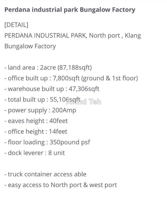 Detached Factory for Sale in North port perdana industrial park, Port Klang (Pelabuhan Klang) by Avind Teh - iProperty.com.my