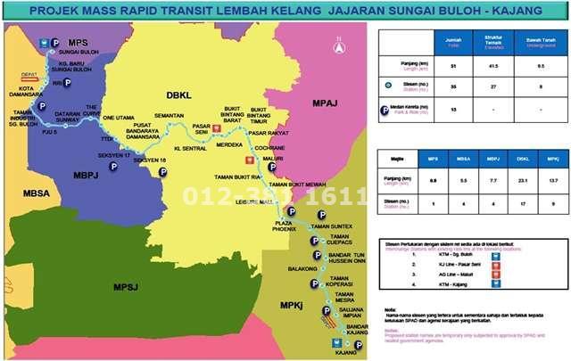 Pejabat untuk Disewa di Kajang, Kajang oleh Allison Fong - Proposed MRT map - iProperty.com.my